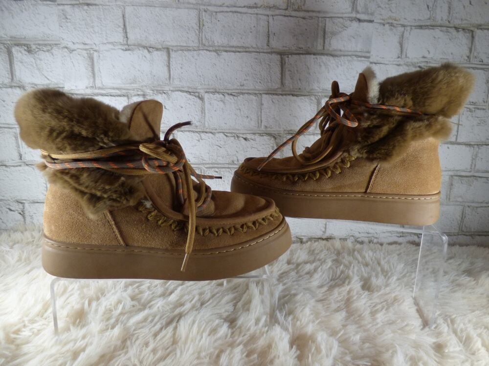 Movie's Brand Tron Camel Leather & Shearling Lace Up Winter Boots 6.5